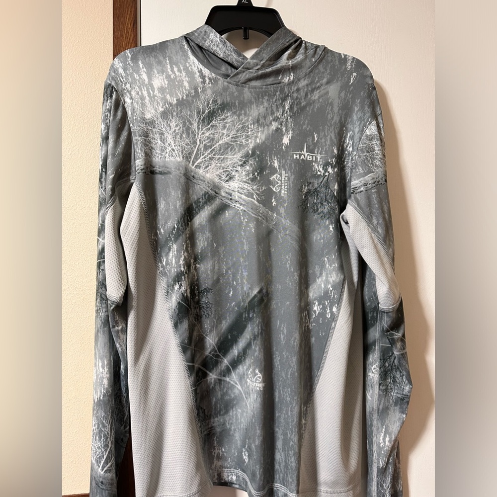 Grey hooded fishing shirt